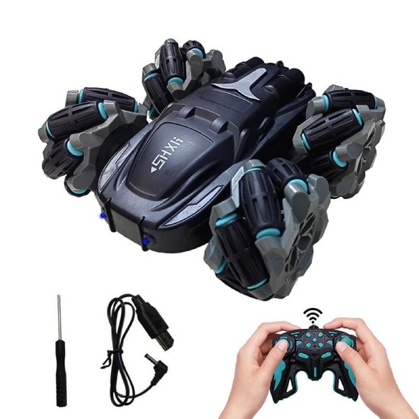 HOLALA 2.4GHz RC Stunt Car 360 Degree Rotating & Double-Sided Flips for Kids-Black