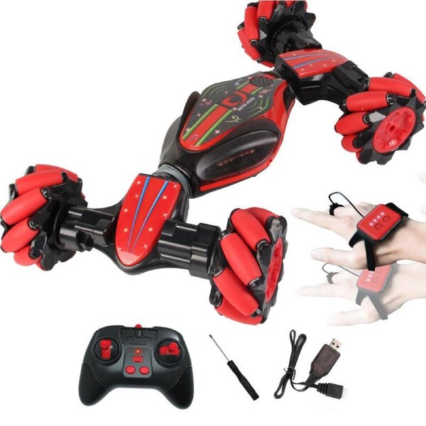 HOLALA Gesture Sensing RC Stunt Car with Lights & Music-Red