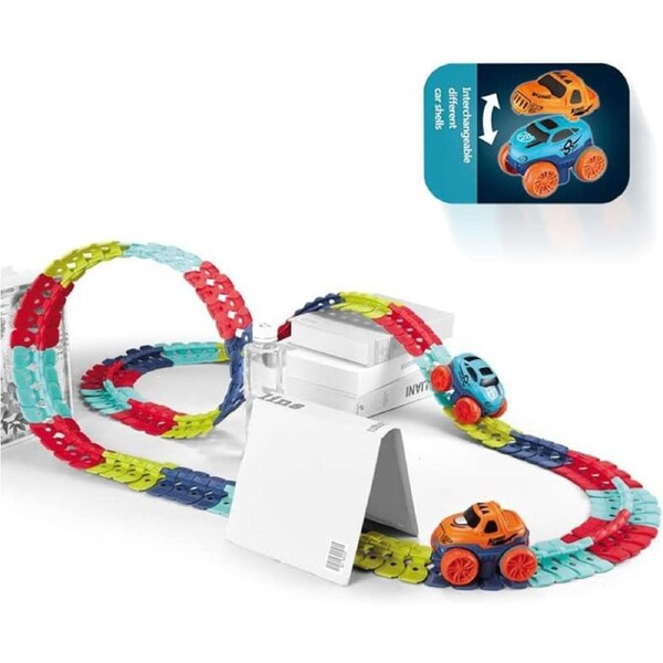 HOLALA 138 Pcs Light-Up Race Car Track Toy for Ages 3+ Kids