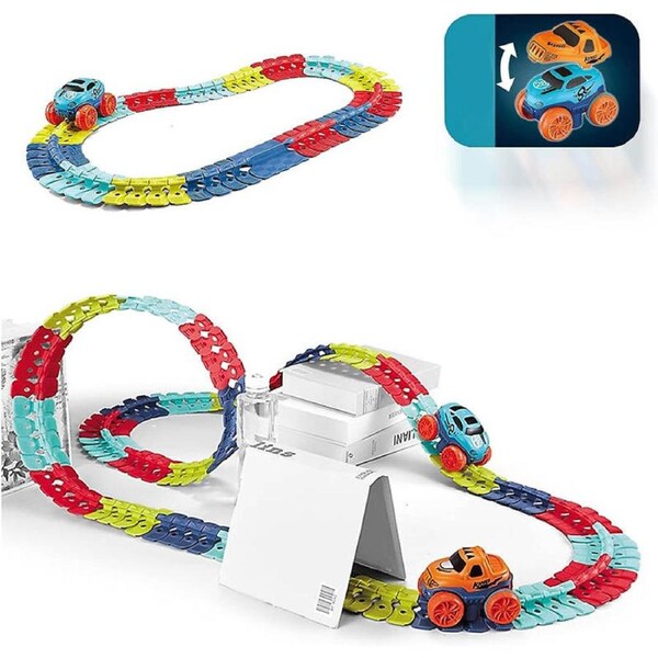 HOLALA 184 Pcs Light-Up Race Car Track Toy for Ages 3+ Kids
