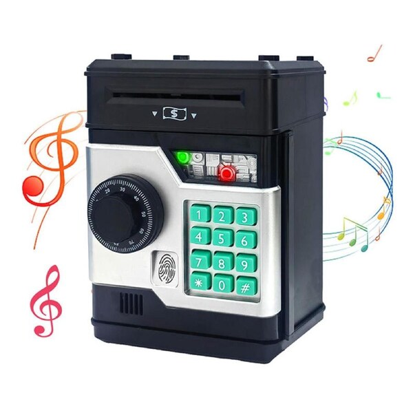 HOLALA Electronic Piggy Bank Safe Fingerprint Lock Coin Saver-Black