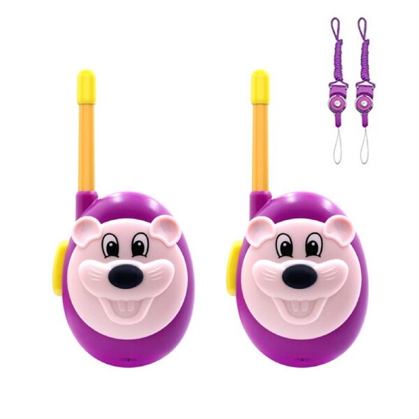 HOLALA 2 Pcs Kids Walkie Talkies with Lanyards 2 Way Radios-Purple/Rat