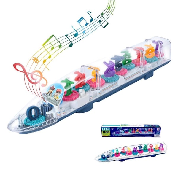 HOLALA Light-Up Train Musical Sensory Toy with Moving Gears for Kids