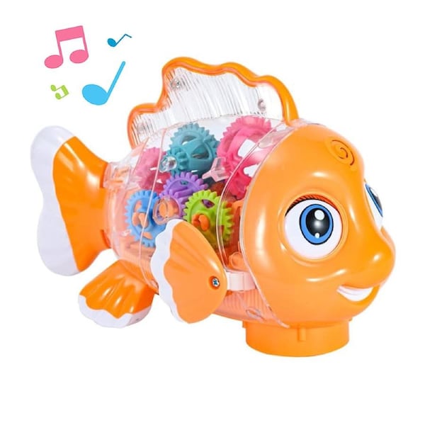 HOLALA Light-Up Fish Musical Sensory Toy with Moving Gears for Kids