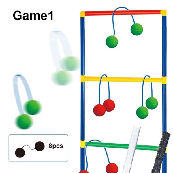 HOLALA 2-in-1 Ladder Toss Game Set with Hockey Stick for Yard Fun