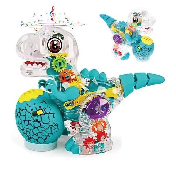 HOLALA Light-Up Dinosaur Musical Sensory Toy with Moving Gears for Kids