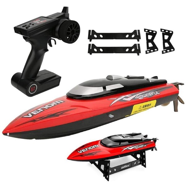 HOLALA 2.4GHz RC Boat High Speed Rechargeable for Kids-Red