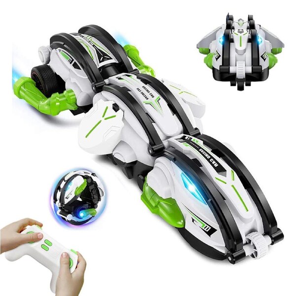 HOLALA RC Stunt Snake 360 Degree Roll & LED Lights for Boys-Green