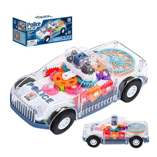 HOLALA Light-Up Police Car Musical Sensory Toy with Moving Gears for Kids