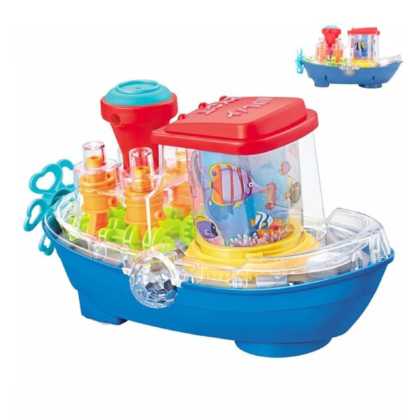 HOLALA Light-Up Steamship Musical Sensory Toy with Moving Gears for Kids