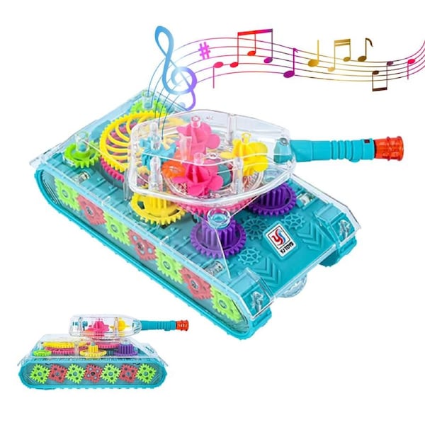 HOLALA Light-Up Tank Musical Sensory Toy with Moving Gears for Kids