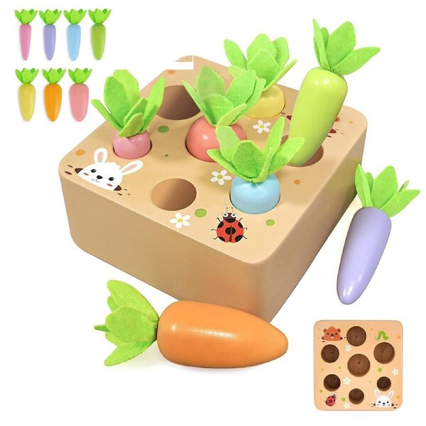 HOLALA Montessori Toys for Toddlers Carrot Harvest Learning Shape Game