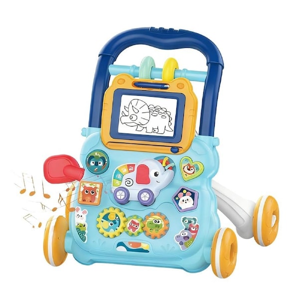 HOLALA Baby Learning Walker with Drawing Board Music for 6-12 Month-Blue