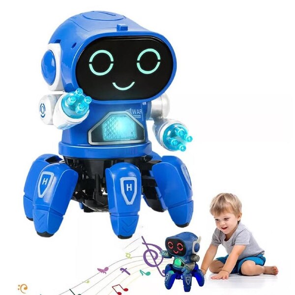 HOLALA Smart 6-Jaw Robot Space Dance with Music & Light Projection-Blue