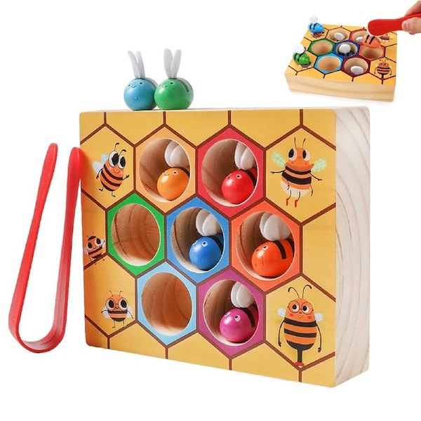 HOLALA Color Sorting Puzzle Clamp Bee to Hive Matching Game for Baby