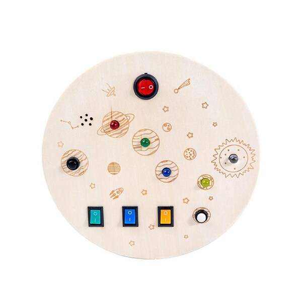 HOLALA Round Busy Board with LED Light Switch for 1+ Year Old Baby