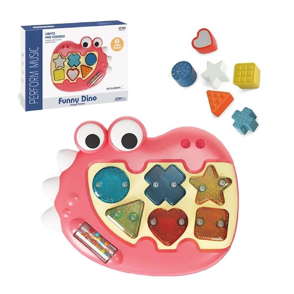 HOLALA Light up Musical Shape Sorter for Baby 12 Months+ Birthday Gift-Red