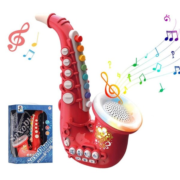 HOLALA Kids Saxophone Toy Light & Sound for Beginners-Red