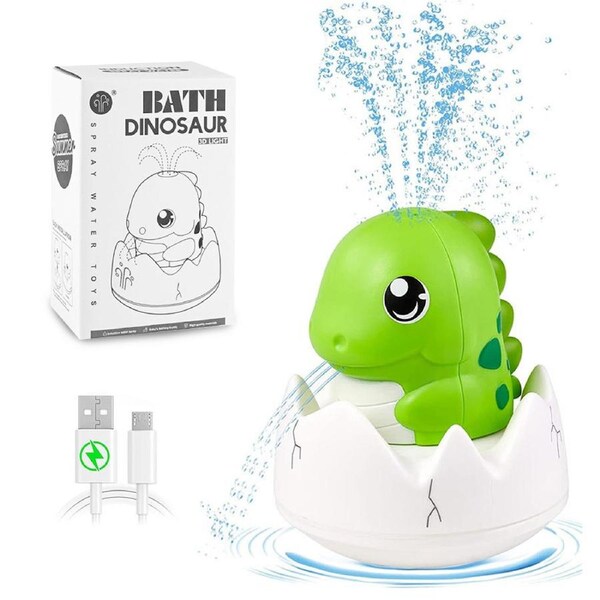 HOLALA Dinosaur Bath Sprinkler Rechargeable Light-Up Toy-Light Green