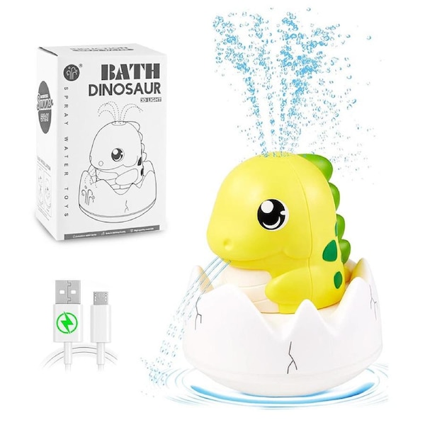 HOLALA Dinosaur Bath Sprinkler Rechargeable Light-Up Toy-Yellow