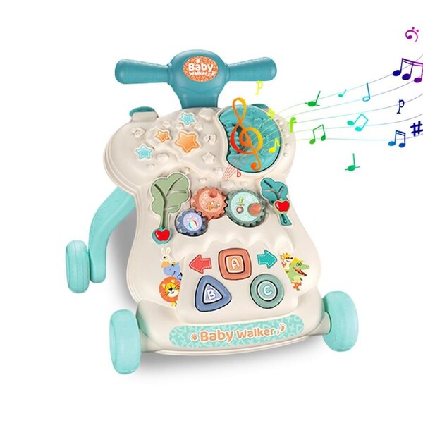 HOLALA 2-in-1 Baby Walker with Play & Learning Panel for 6-36 Month-Green