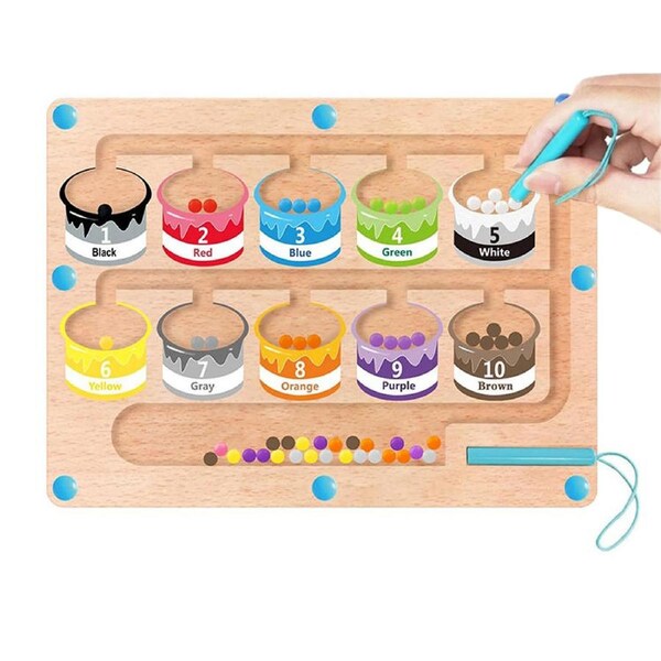 HOLALA Wooden Magnetic Puzzle Board Color & Number Maze for Toddlers