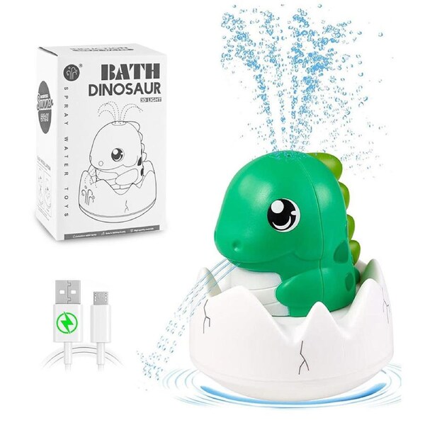 HOLALA Dinosaur Bath Sprinkler Rechargeable Light-Up Toy-Dark Green