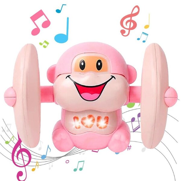 HOLALA Crawling Monkey Toy Interactive with Light & Music-Pink