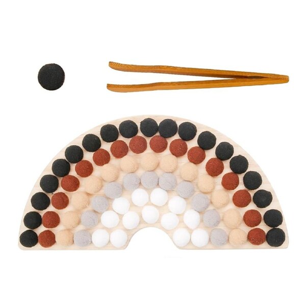 HOLALA Wooden Peg Board Bead Puzzle Montessori Toy-Brown