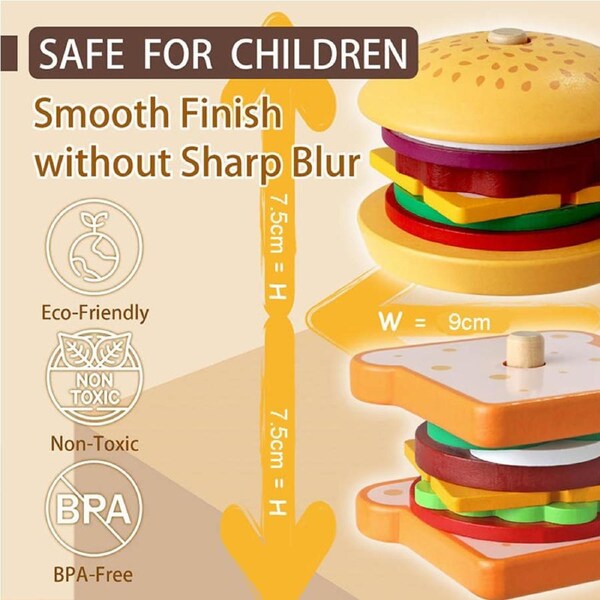 HOLALA Burger & Sandwich Stacking Toy Fine Motor Skills Builder for Kids