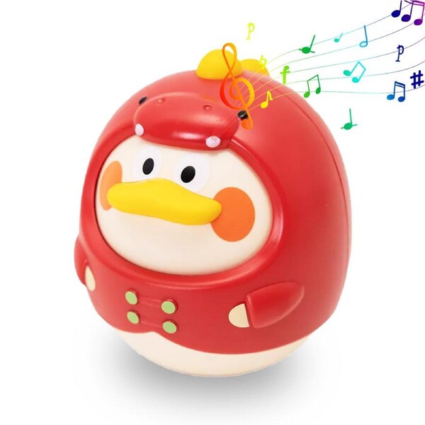 HOLALA Dinosaur-Duck Wobbler Toy Cute Rattle for 3-12 Month-Red