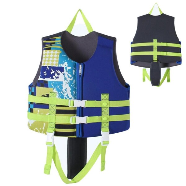HOLALA HOLALA Kids Swim Vest with Adjustable Strap Age 1-12 Years-Printed Blue