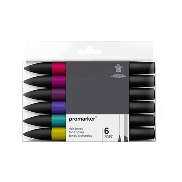 HOLALA 6 Pcs Markers Broad and Fine Dual-tip Quick Dry for Painting-Rich