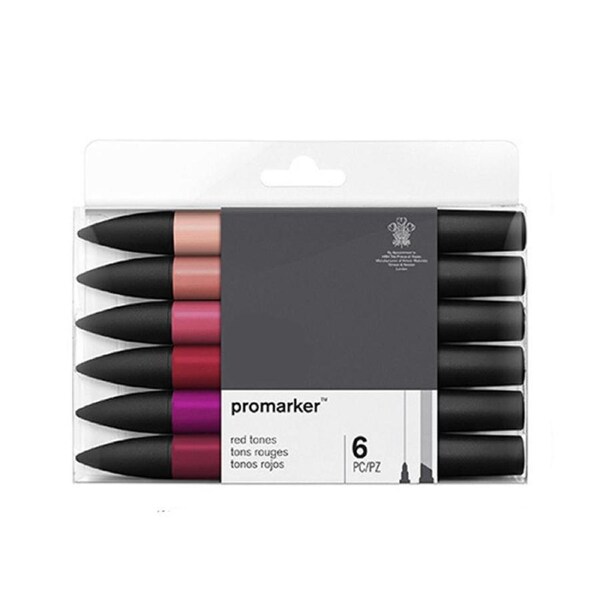 HOLALA 6 Pcs Markers Broad and Fine Dual-tip Quick Dry for Painting-Red