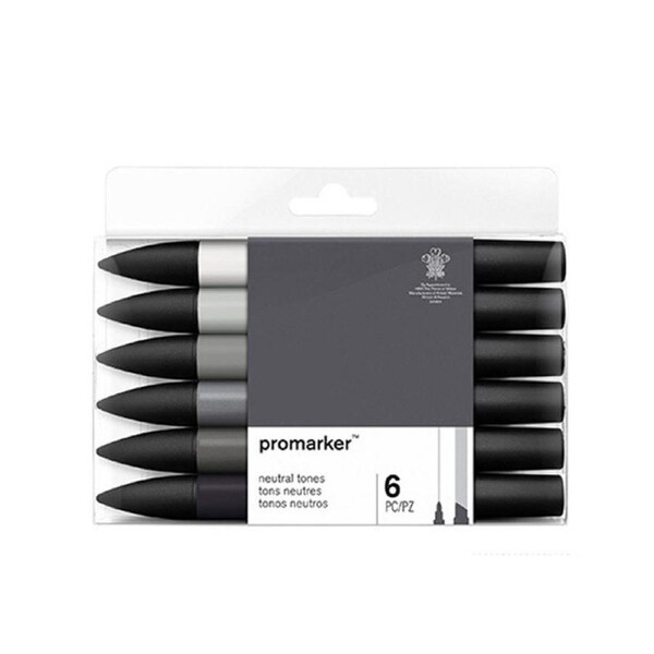 HOLALA 6 Pcs Markers Broad and Fine Dual-tip Quick Dry for Painting-Neutral