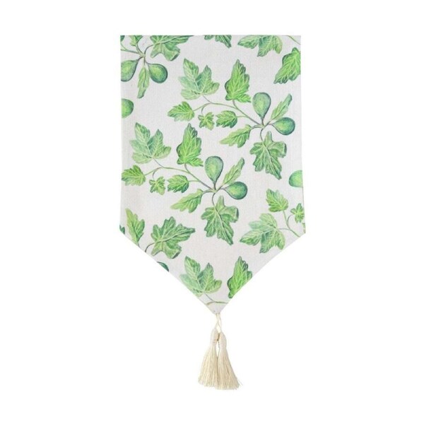 LVD Fig Leaves Rectangular Polyester Table Runner W/ Tassels 180x33cm