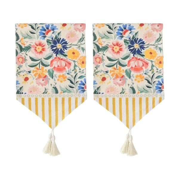 2PK LVD Country Garden Rectangular Polyester Table Runner W/ Tassels 180x33cm
