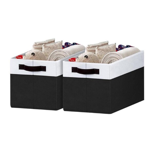 Velocity 2Pcs Foldable Storage Baskets for Organizing Toys Books Shelves Large Storage Box Storage Bins -Black