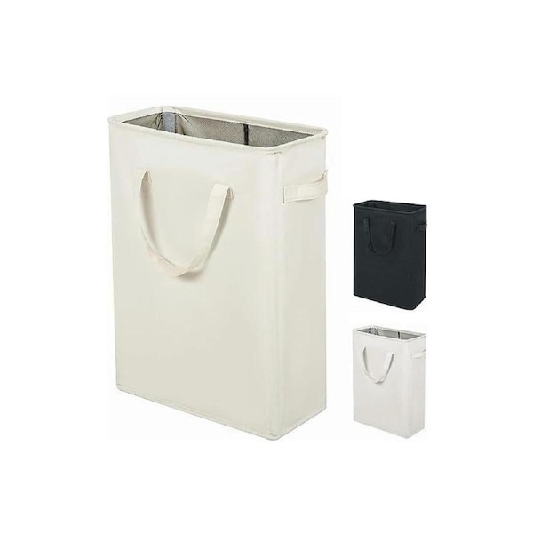 Velocity Slim Laundry Basket Narrow Laundry Hamper With Handles Collapsible Dirty Clothes Hamper - Beige