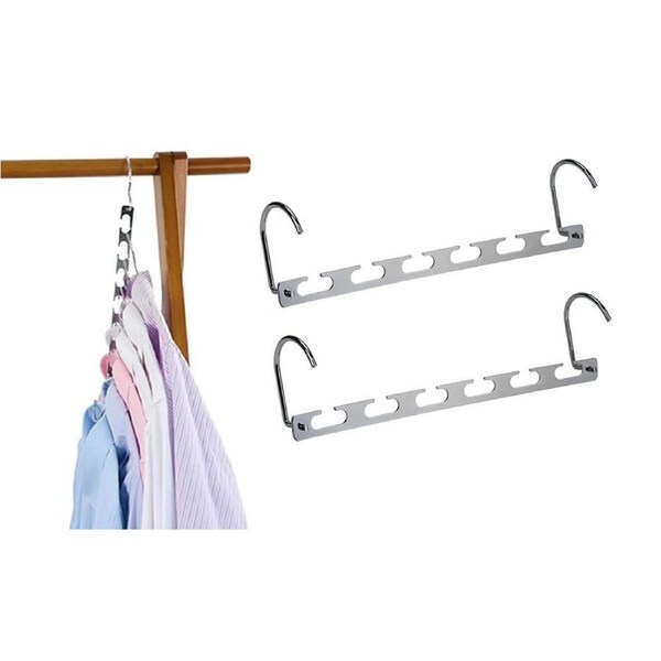 Velocity 2Pack - Space Saving Hangers for Clothes Collapsible Metal Hangers Organizer Clothes Hanger Organizer Sturdy Multi Hangers