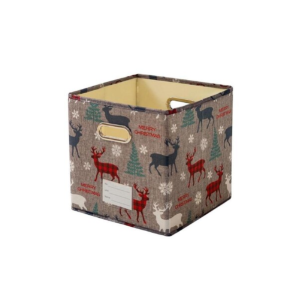 Velocity Christmas Cube Containers Stackable Storage Box for Office Bedroom Clothes Toys Organized - Grey
