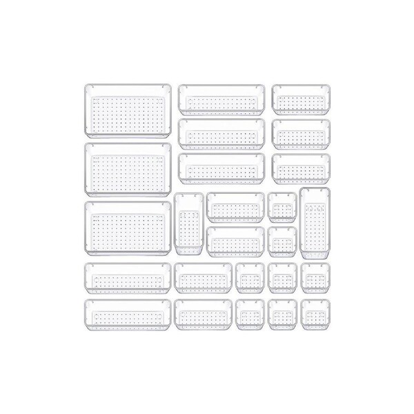 Velocity 25 Pcs Clear Plastic Drawer Organizers Set