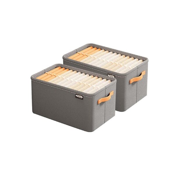 Velocity Clothing Storage Box Steel Frame Drawer Organizer with Handles -Gray / L