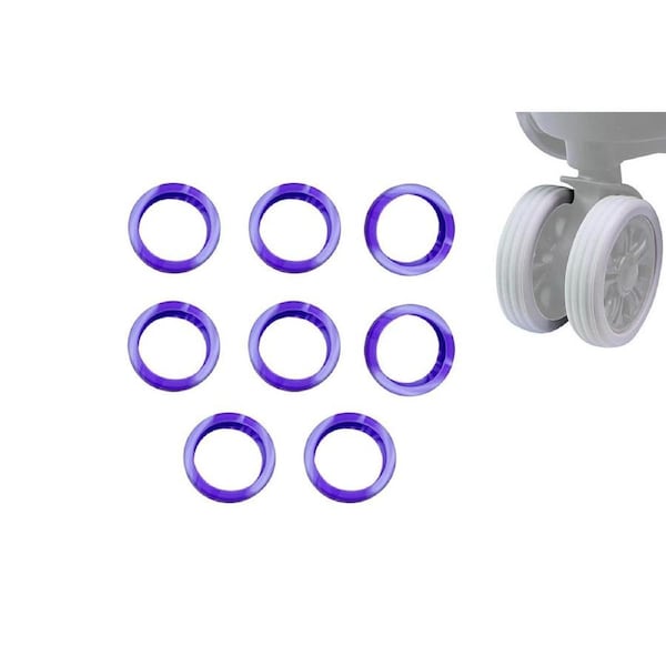 Velocity 8Pcs Silicone Suitcases Wheel Protection Cover Luggage Accessories -Light Purple&Purple / L