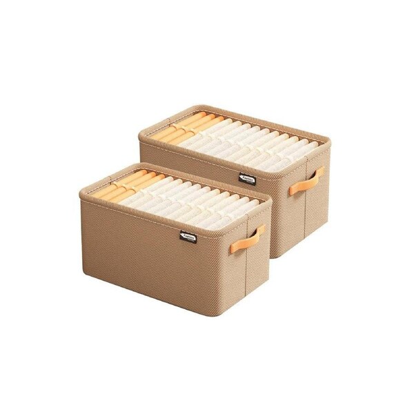 Velocity Clothing Storage Box Steel Frame Drawer Organizer with Handles -Khaki / L