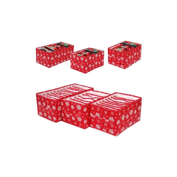 Velocity 3PCS Christmas Clothes Storage Box Foldable Compartment Clothing Container for Pants Underwear Socks