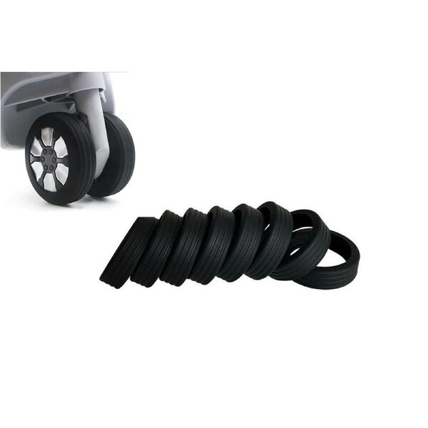 Velocity 8Pcs Silicone Suitcases Wheel Protection Cover Luggage Accessories -Black / L