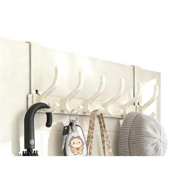 Velocity Over The Door Hooks Sturdy Door Hanger with 6 Hooks for Bathroom Bedroom - White