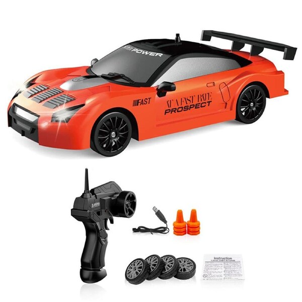 HOLALA RC Drift Car 1:24 Scale 2.4GHz 4WD Car Model with LED Lights-Orange