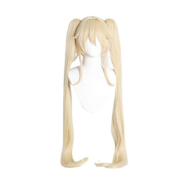 Platinum Blonde Cosplay Wig with Double Ponytails, Long HeatResistant Synthetic Anime Costume Wig